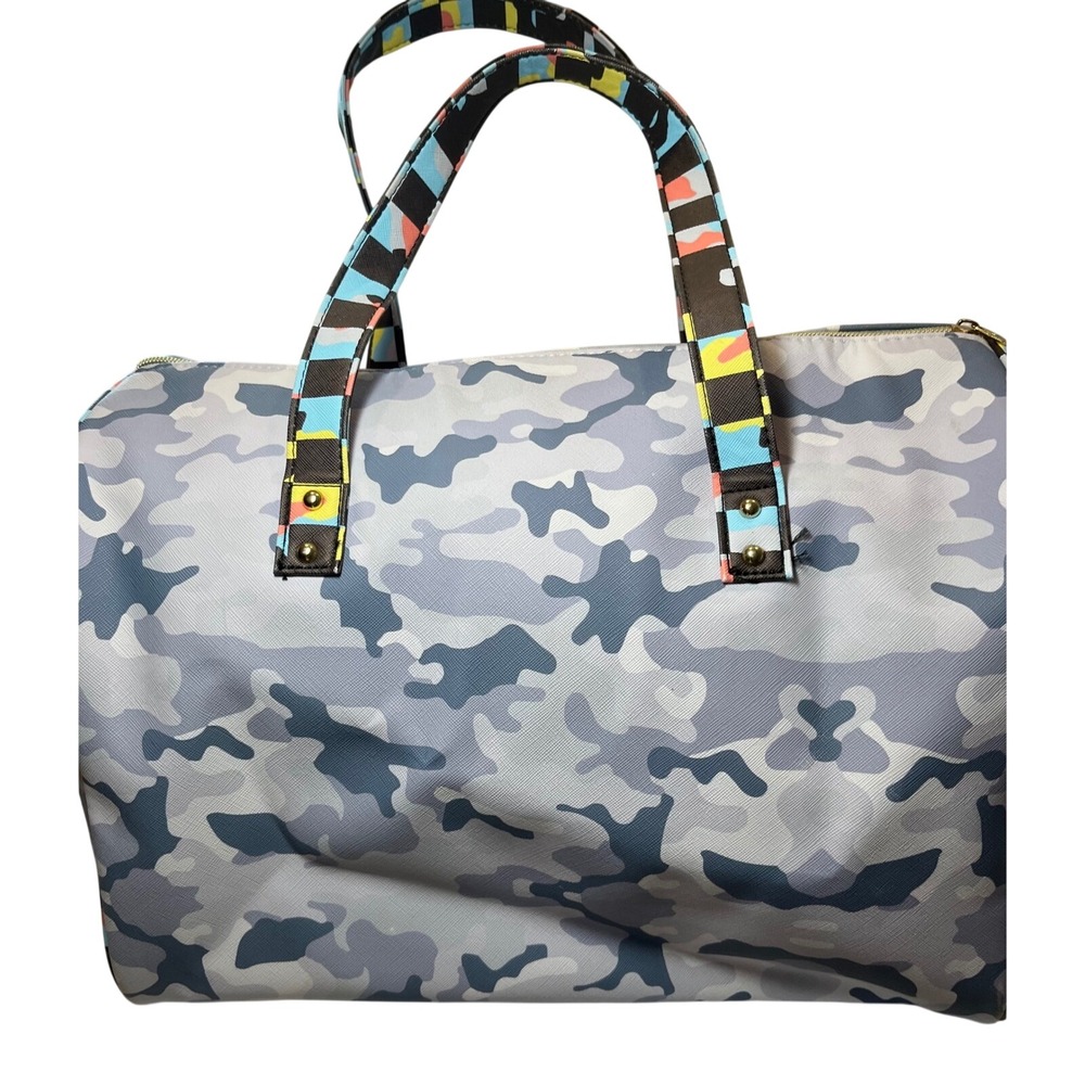 Underonesky Kids Shark Camo Duffel Bag Blue Grey Travel Weekender with‎ Strap